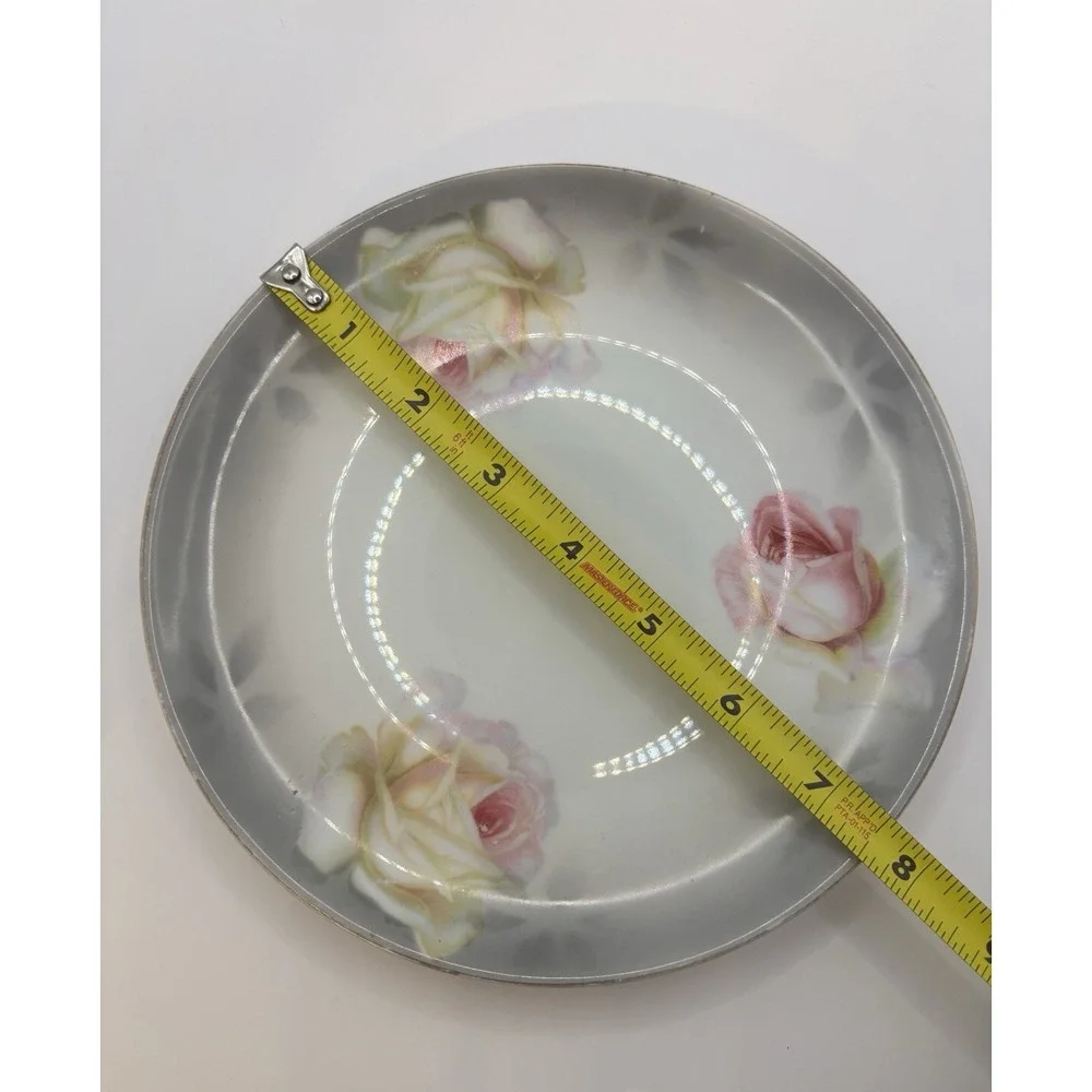 Lot of 3 Vintage Plates Made In Germany Floral Design Gold Trim Antique Flowers